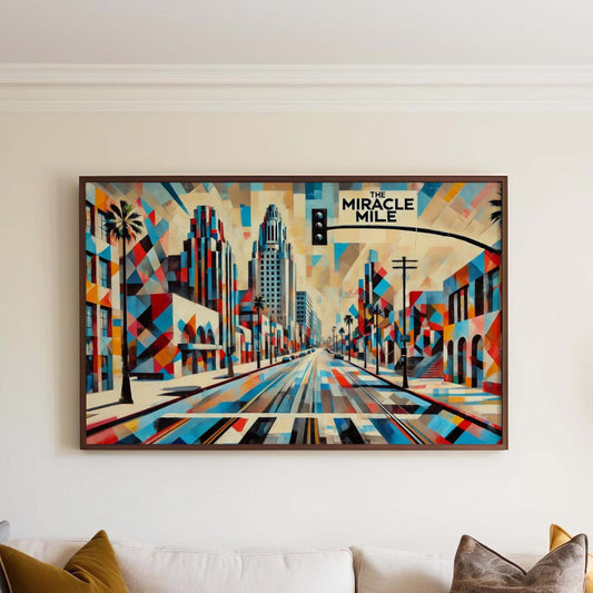 The Miracle Mile Wall Art - Los Angeles Travel Print, CA Gift, Housewarming Decor, Vintage Style Los Angeles Poster