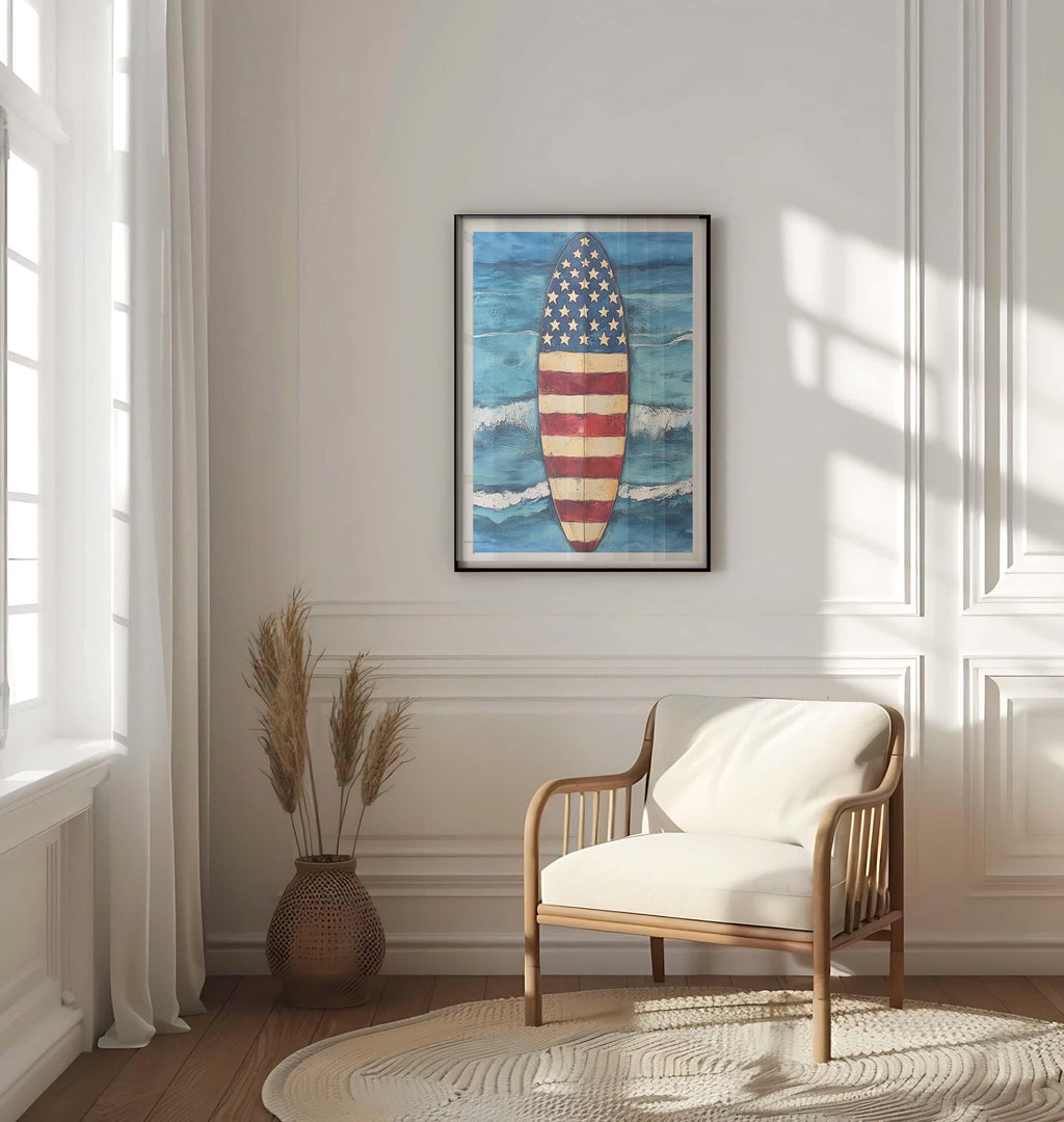 Surfing Beach Wall Art Patriotic - USA