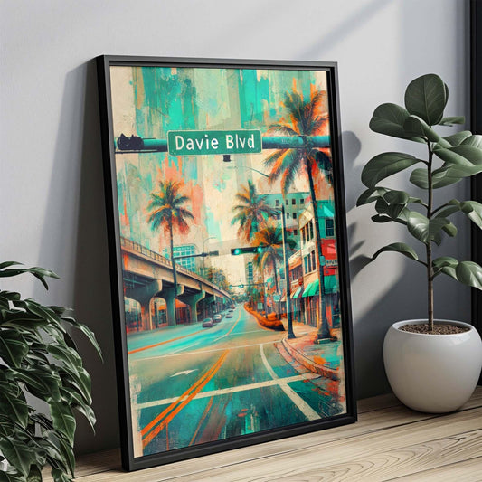 Davie Blvd Print – Fort Lauderdale Wall Art, Florida Travel Poster, Beach House Decor & Coastal Home Gift
