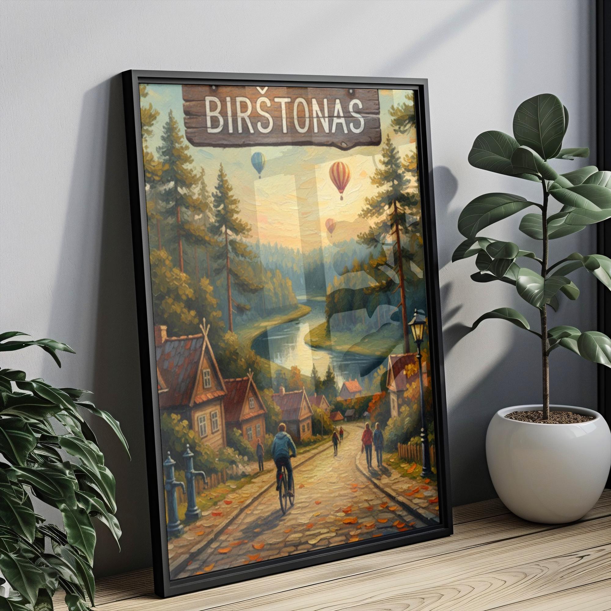 Birštonas Street Sign Art Print: Lithuania Spa Town Travel Poster Decor