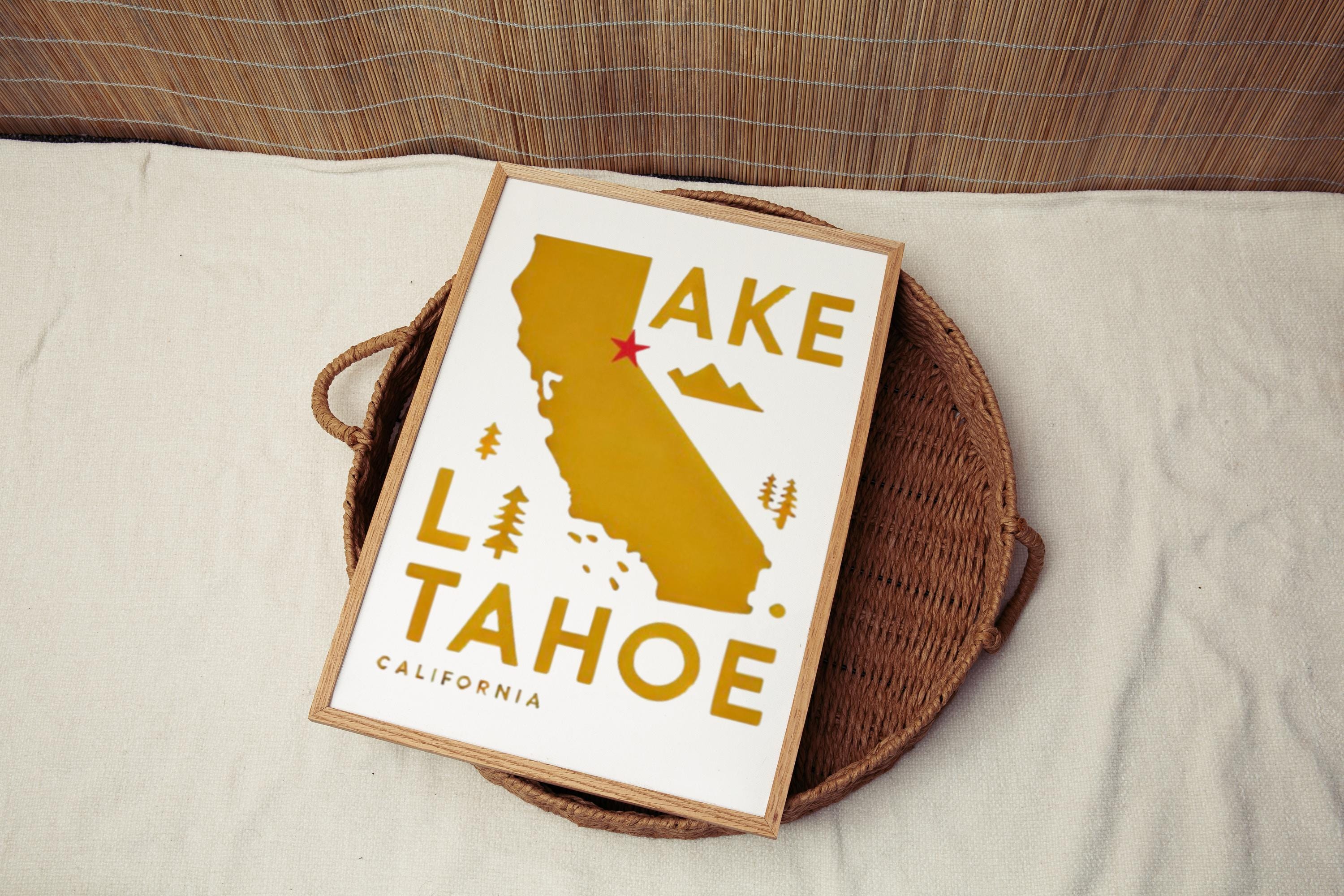 Lake Tahoe Wall Art Map - California, Nevada, USA