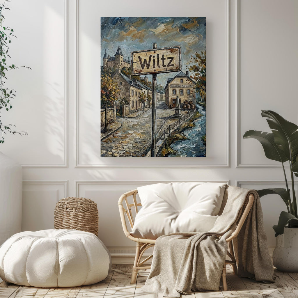 Wiltz Street Oil Painting Art Print: Wiltz Luxembourg Travel Poster