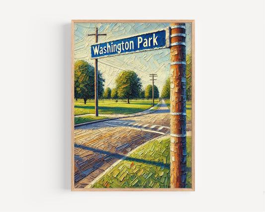 Denver Washington Park Wall Art Print – Colorado Travel Poster, Denver Gift, Housewarming Decor, USA Cityscape Illustration
