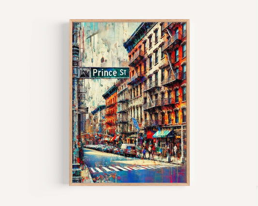 Prince St Print Manhattan Wall Art, NYC Travel Poster, New York City Gift, Housewarming Decor, Urban Map Art, Modern NYC Home Decoration