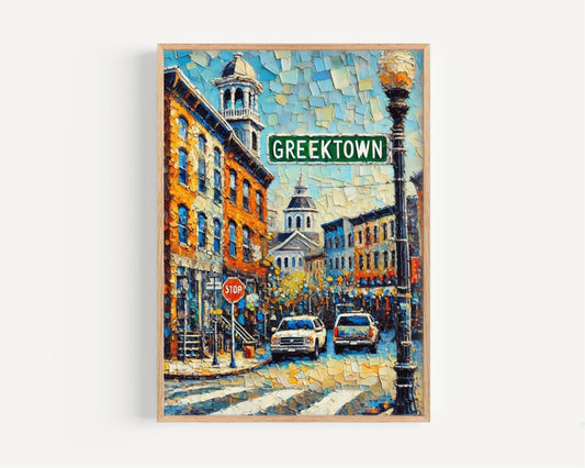 Baltimore Greektown Wall Art Print – Travel Poster, Baltimore Gift & American Art Decor, Housewarming Present