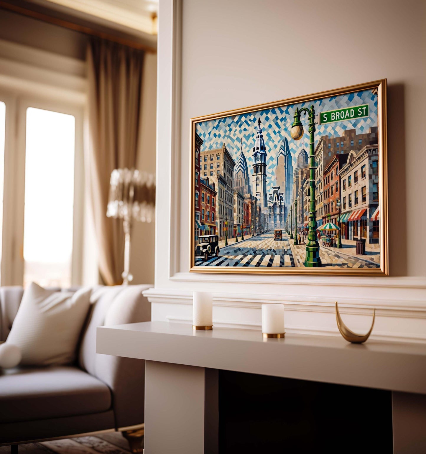 South Broad Street Artwork Poster, Philadelphia Wall Art, Philly Gift, Pennsylvania Souvenir, Urban Home Decor, House Artwork Print