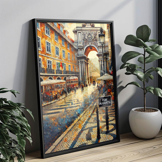 Rua Augusta Lisbon Wall Art, Portugal Travel Poster, Cityscape Print, Lisbon Street Scene, Housewarming Gift, Travel Souvenir, Unframed Art