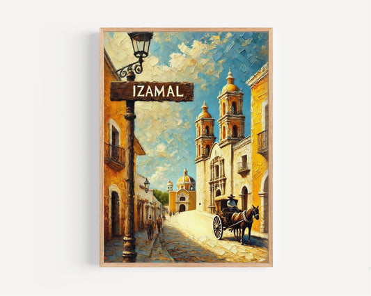 Izamal Wall Art Print - Mexican Yucatan Travel Poster, Colorful Mexico Decor, Housewarming Gift, Vibrant Izamal Illustration Artwork