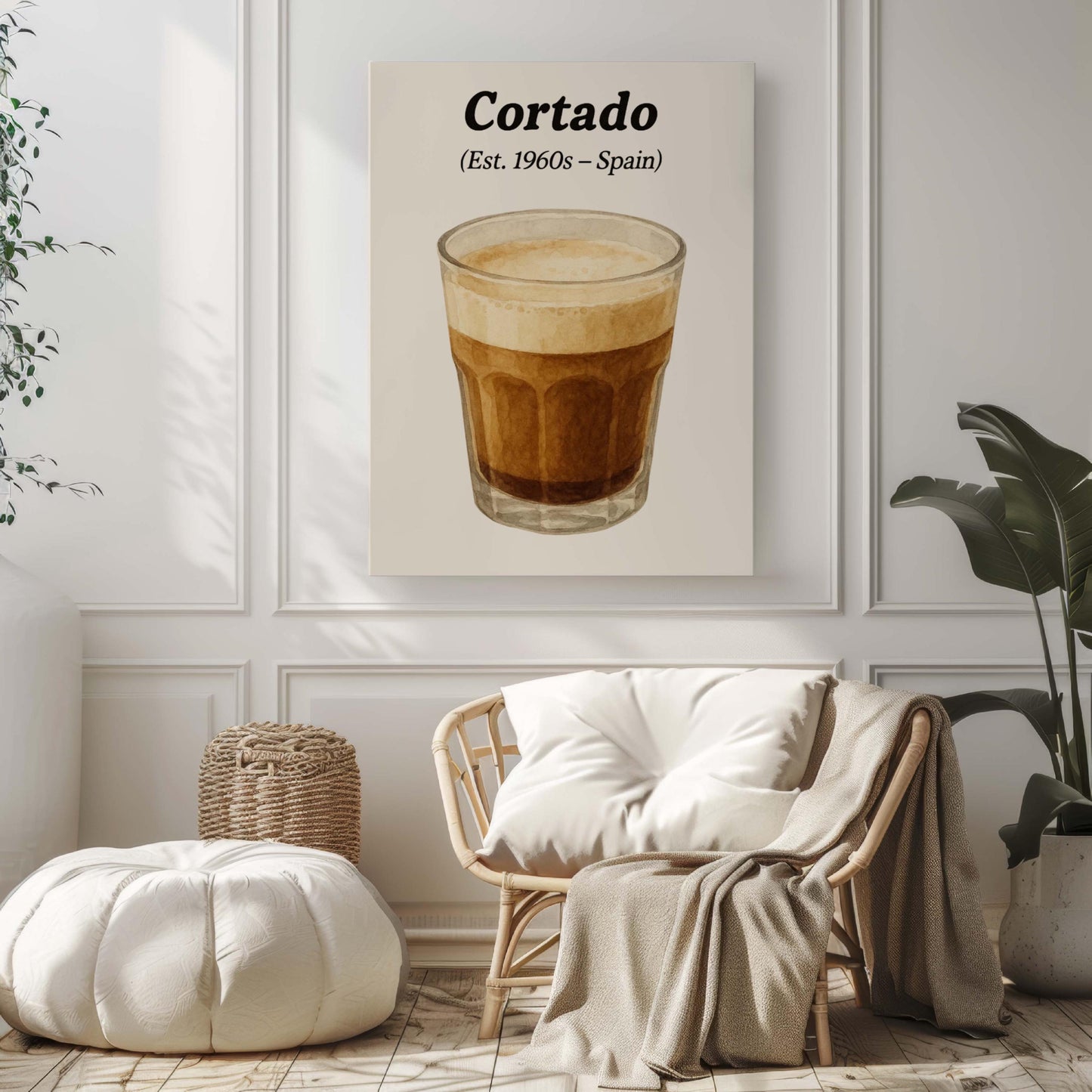 Cortado Coffee Art Print: Espresso Lover Gift, Cafe Wall Decor