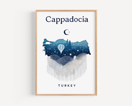 Cappadocia Wall Art Print, Turkey Travel Decor, Housewarming Gift, Souvenir Poster, Unique Turkey Gift, Hot Air Balloon Art, Home Decoration