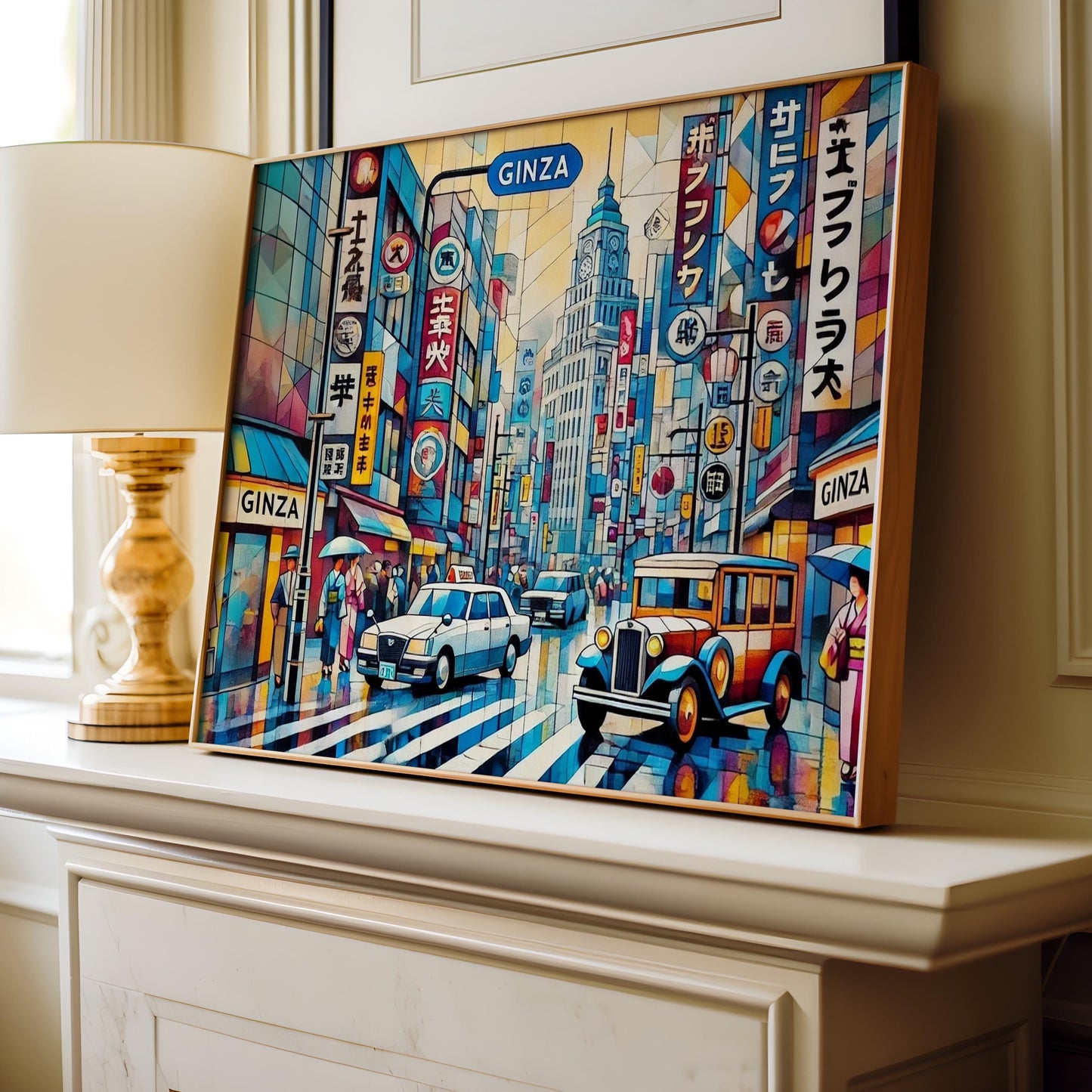 Ginza Print Tokyo Wall Art - Travel Poster Japanese Souvenir, Housewarming Gift, Modern Japan Art, Ginza Travel Print