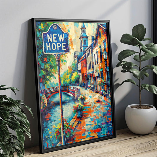 Pennsylvania New Hope Wall Art Print - Travel Poster, USA Decor, Housewarming Gift, Pennsylvania Travel Map, Penn Decor, Pennsylvania Gift