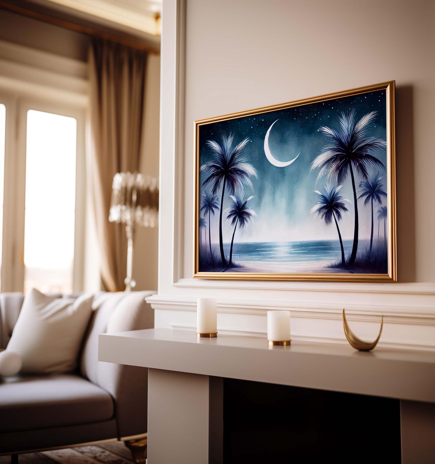 Nature Gift Palm Tree Wall Art, Beach Print, Tropical Home Decor, Housewarming & New Home Wall Art, Family Nature Illustration