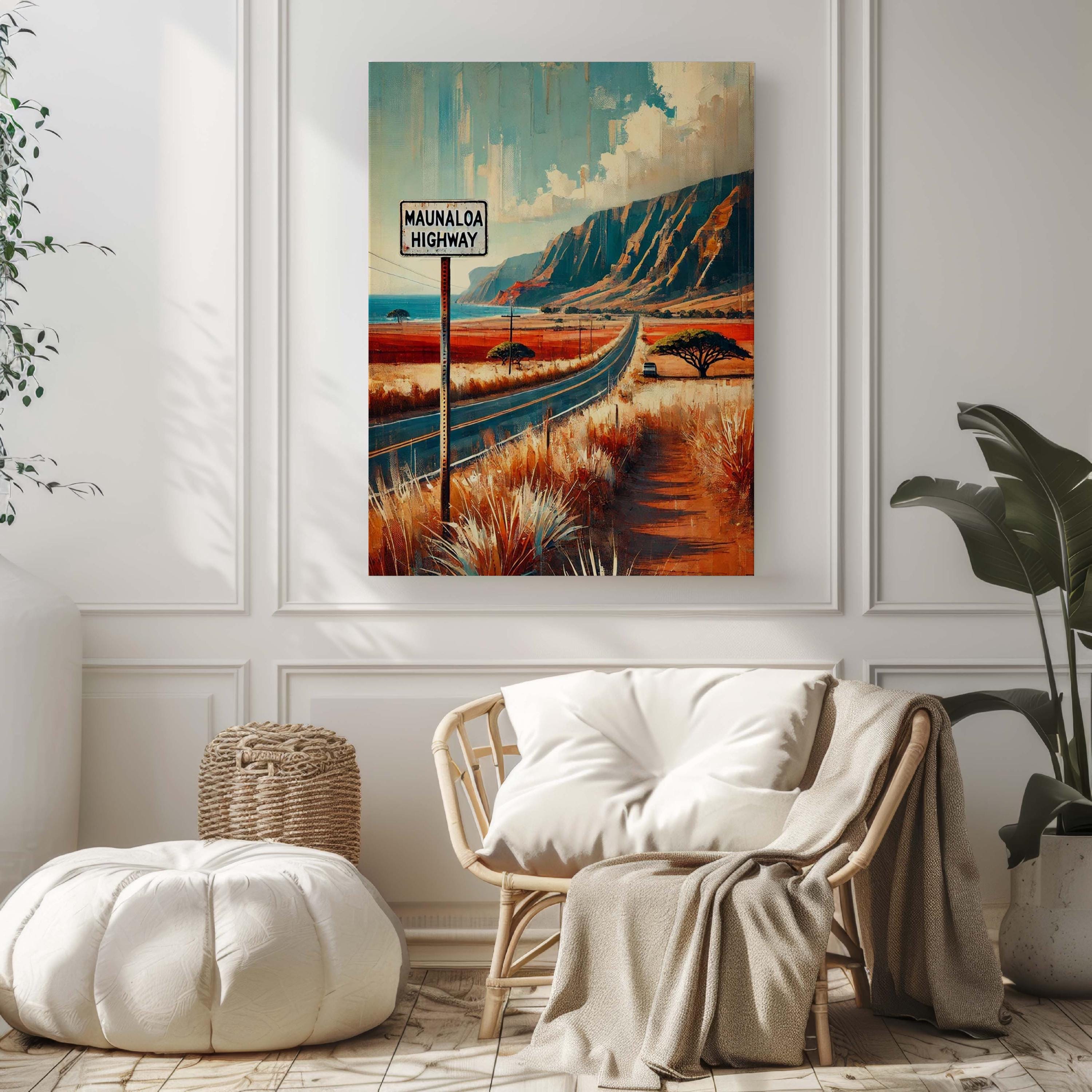 Maunaloa Highway Wall Art - Molokai Travel Print & Hawaii Poster, Scenic Road Landscape, Housewarming Gift, Tropical Home Decor