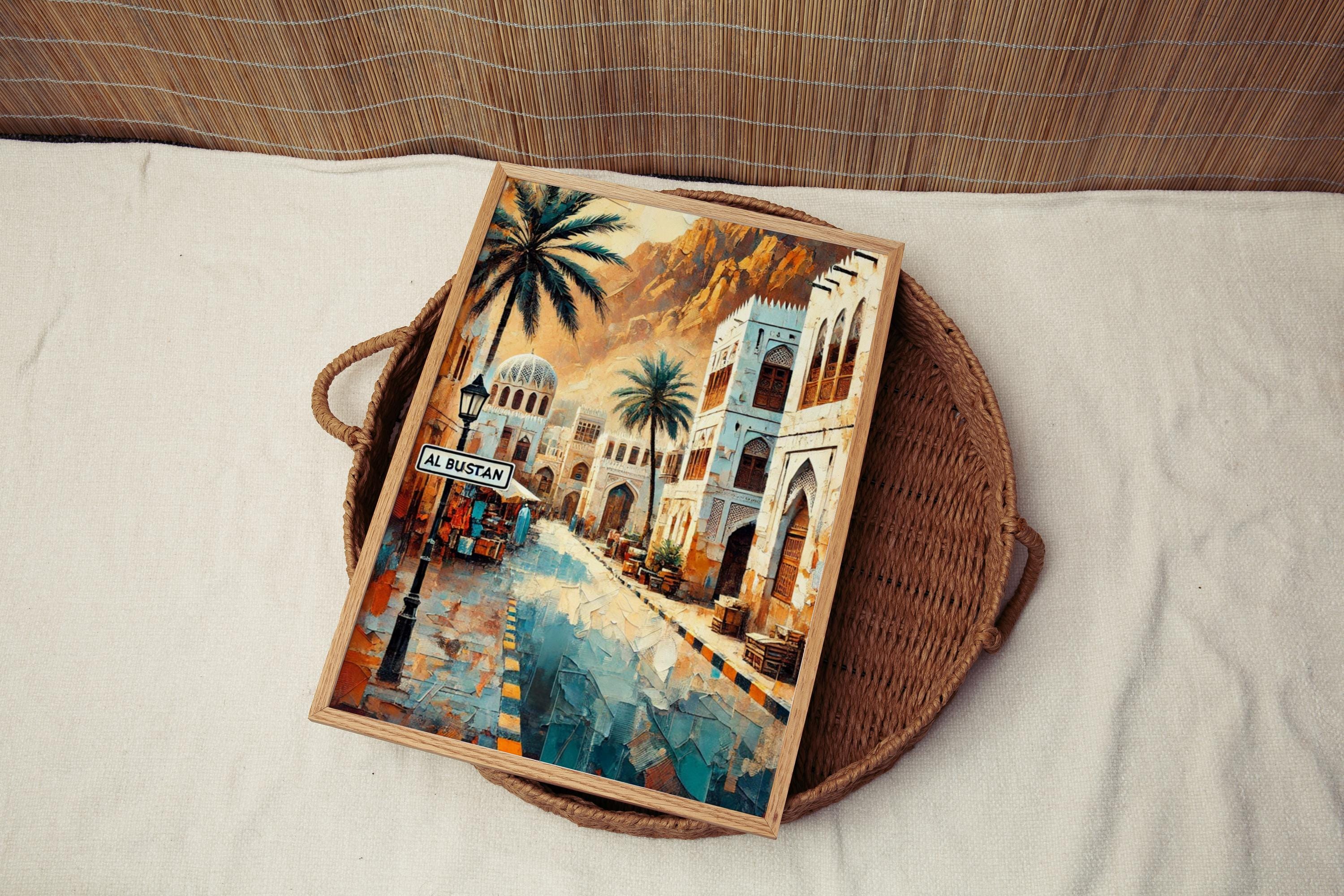 Al Bustan Street Wall Art, Muscat Print, Oman Travel Poster, Coastal Cityscape, Scenic Oman Artwork, Gift for Travelers