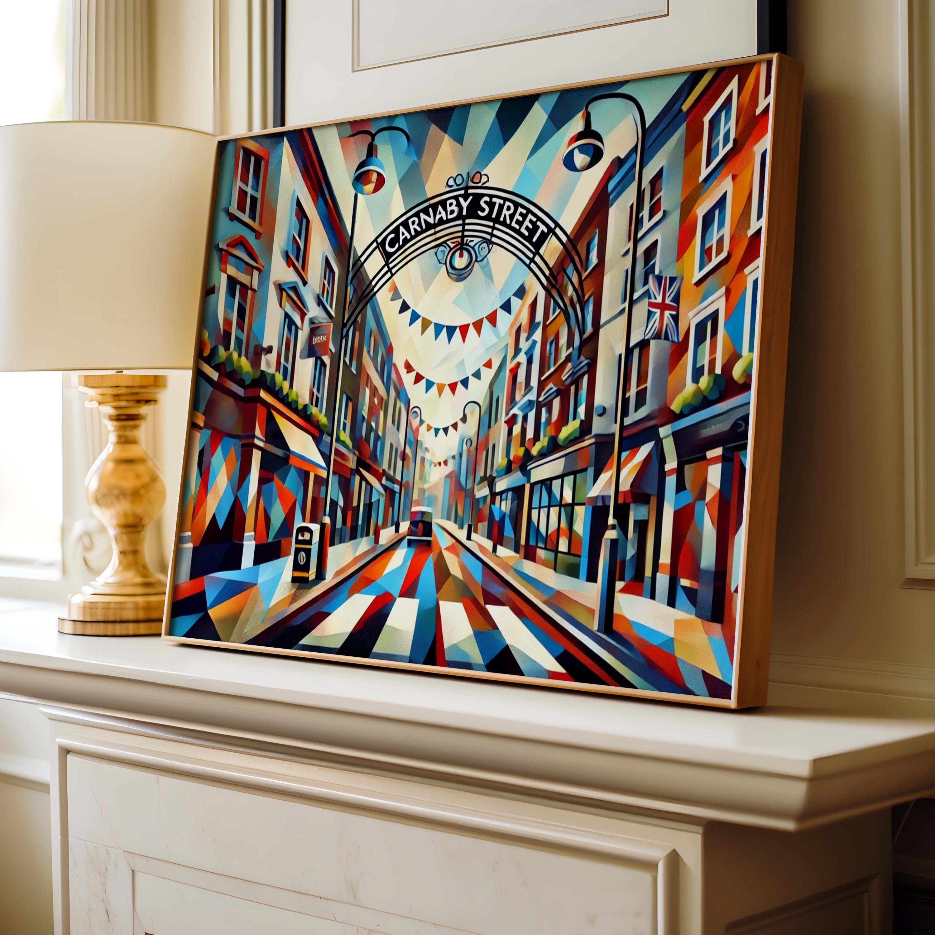 Carnaby Street Wall Art Cubism Print - London Travel Poster, Modern City Art, Housewarming Gift, UK Home Decor, Urban Style Artwork