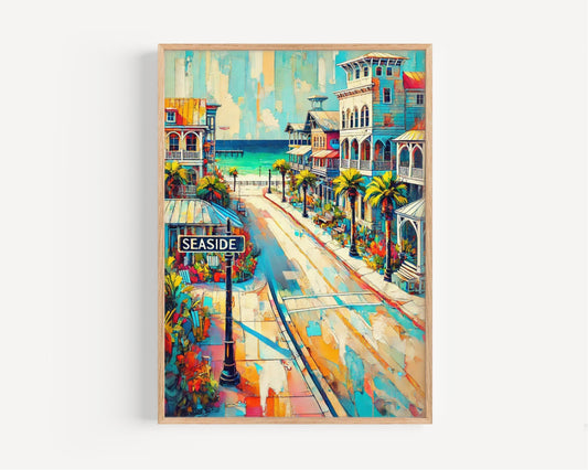 Seaside Wall Art Print - Florida Travel Poster, Coastal Decor, Housewarming Gift, USA Seaside Beach Art, Nautical Home Decoration