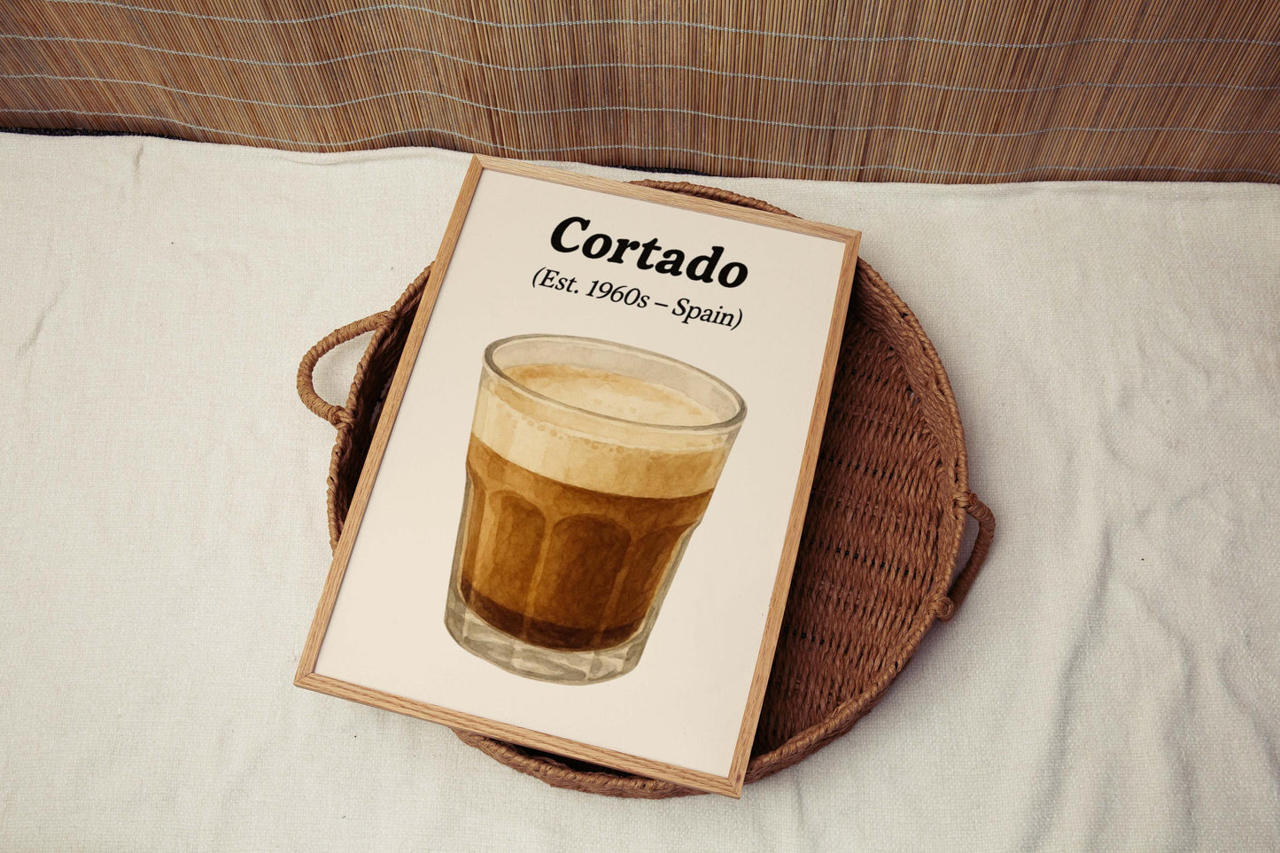 Cortado Coffee Art Print: Espresso Lover Gift, Cafe Wall Decor