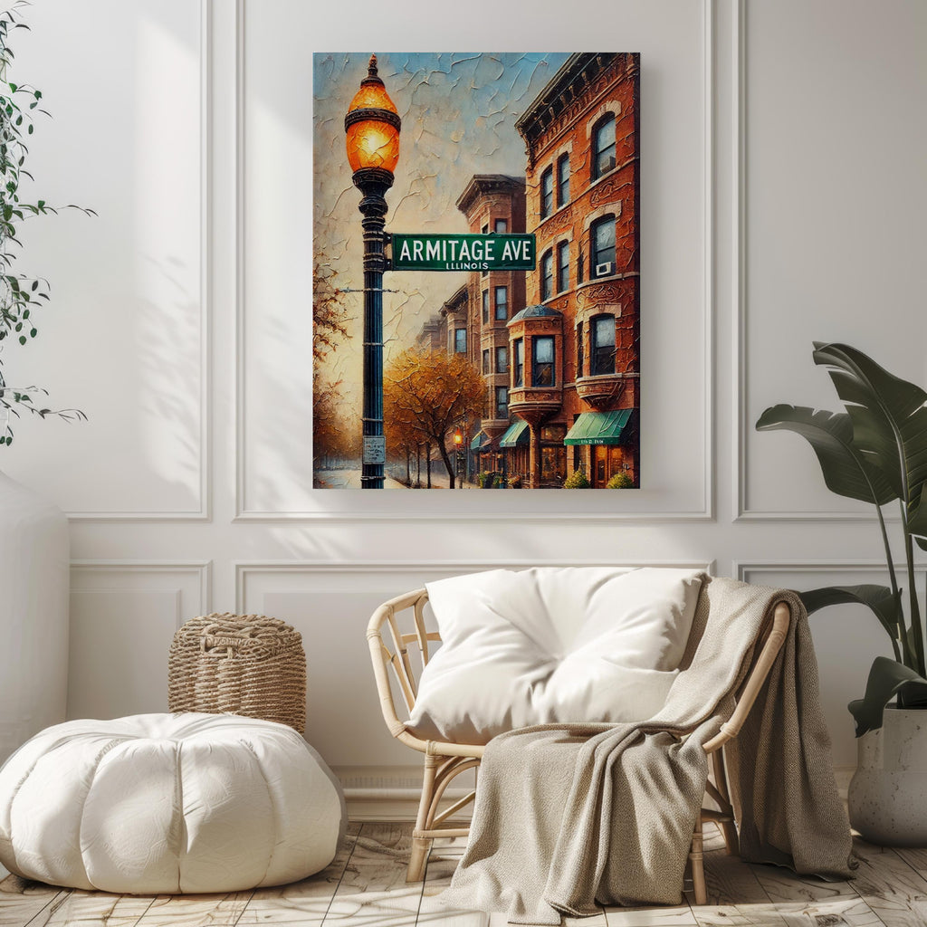 Armitage Street Sign Print: Chicago Lincoln Park Travel Poster