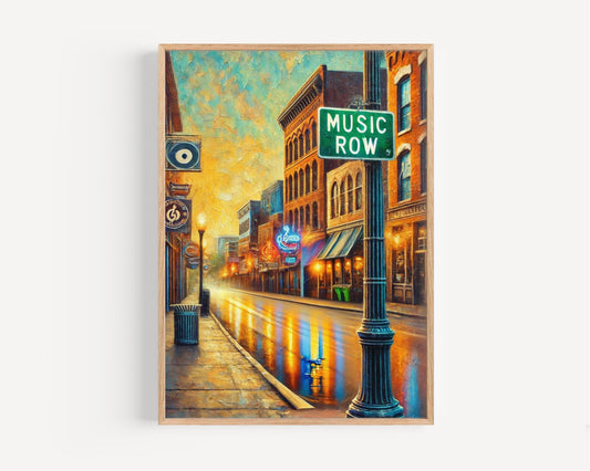 Music Row Wall Art Nashville Print Tennessee Art Personalized City Gift Travel Poster Souvenir