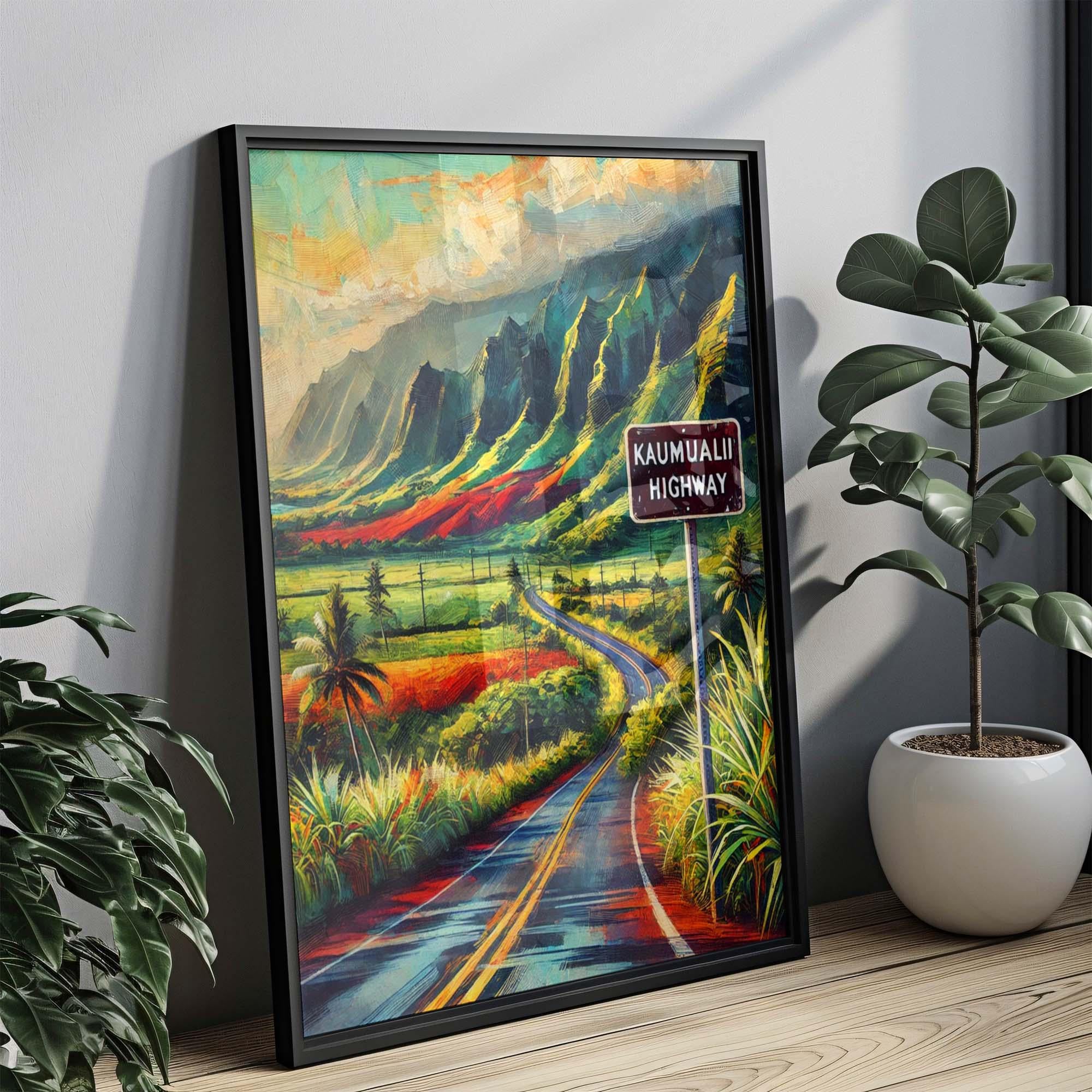 Kaumualii Highway Wall Art Print - Kauai Travel Poster, Hawaii Art, Housewarming Gift, Kaumualii Highway Kauai HI Decor
