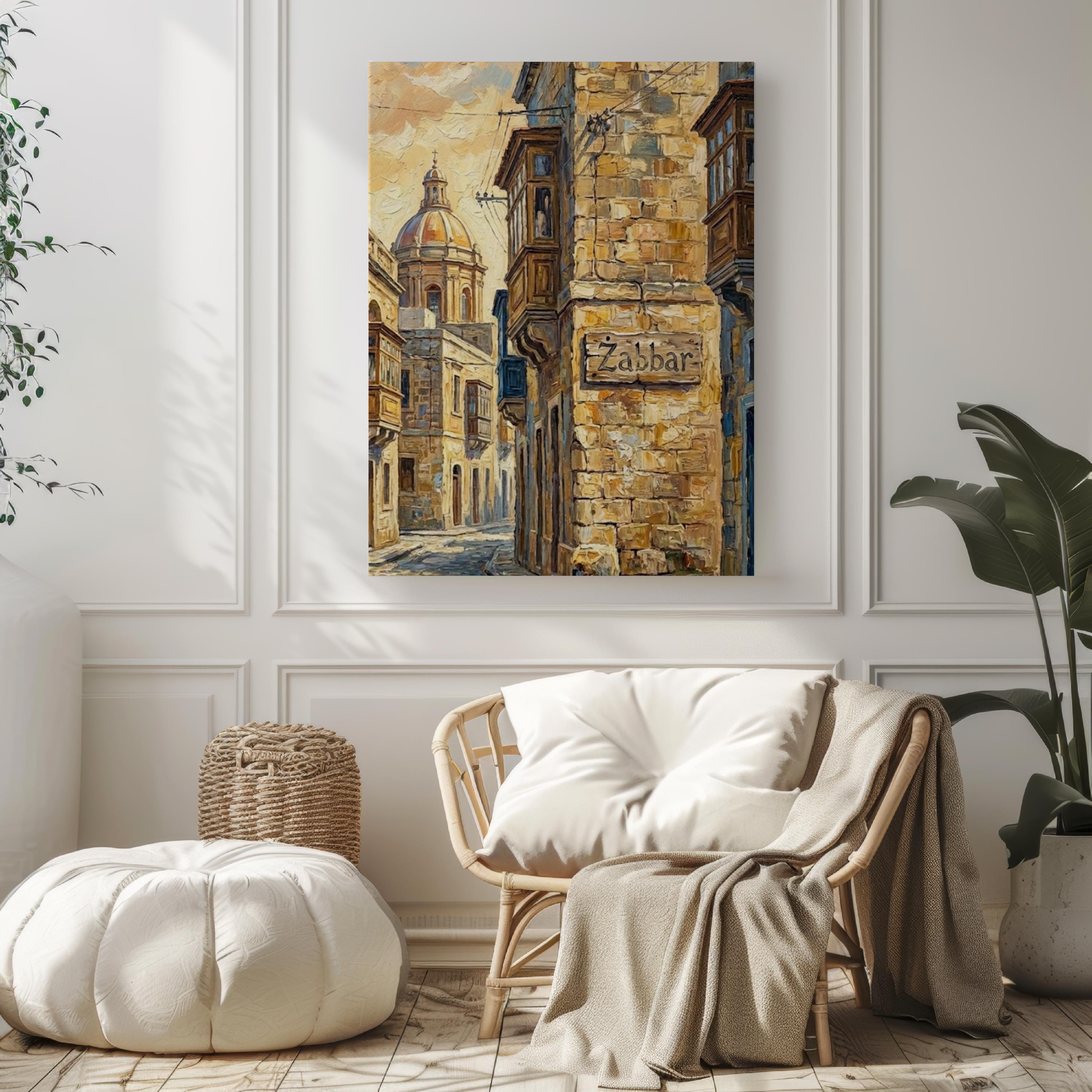 Zabbar Street Sign Art Print: Malta Historic City Travel Poster Decor