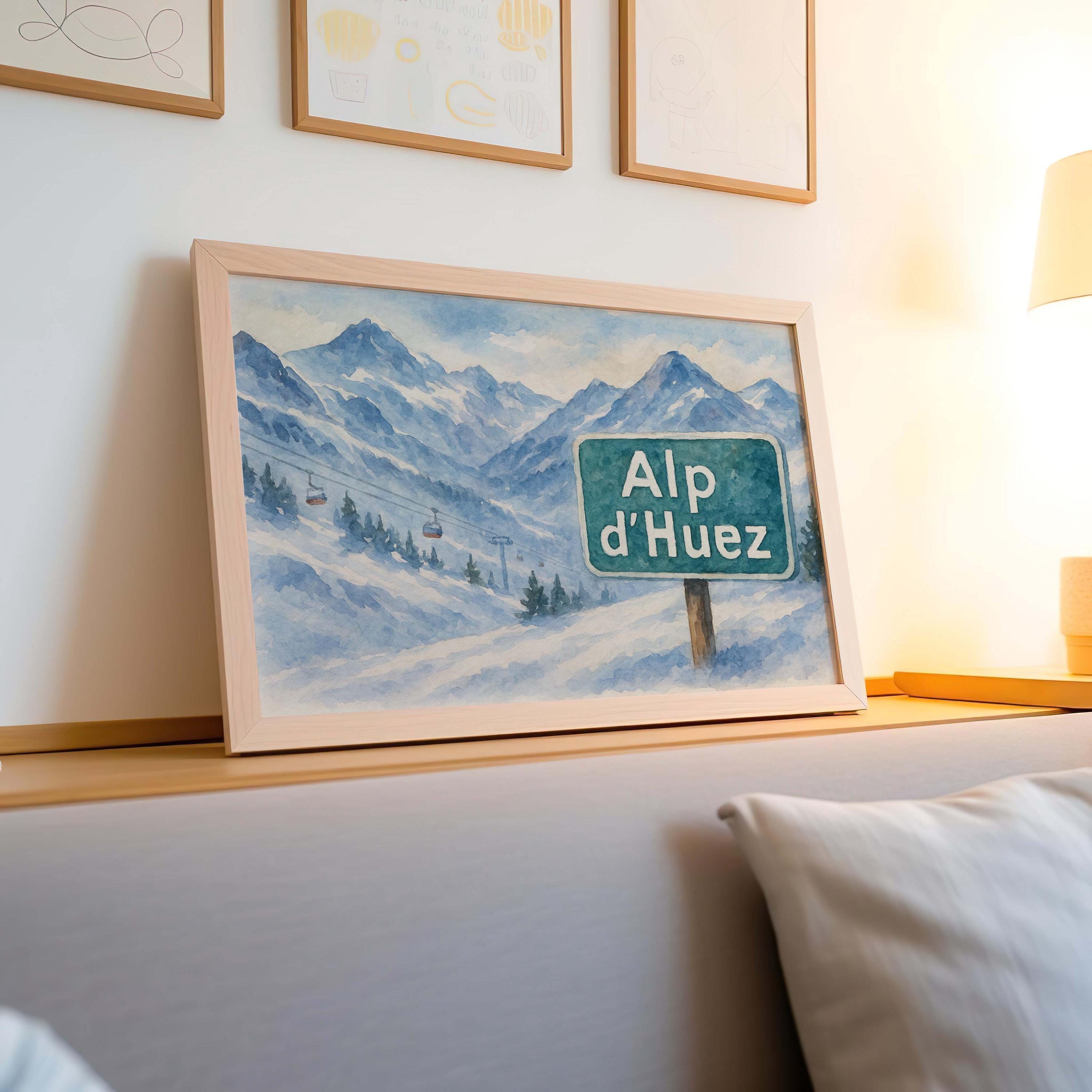 Alp d'Huez Watercolor Wall Art Print – Alp d'Huez Watercolor, USA, North America