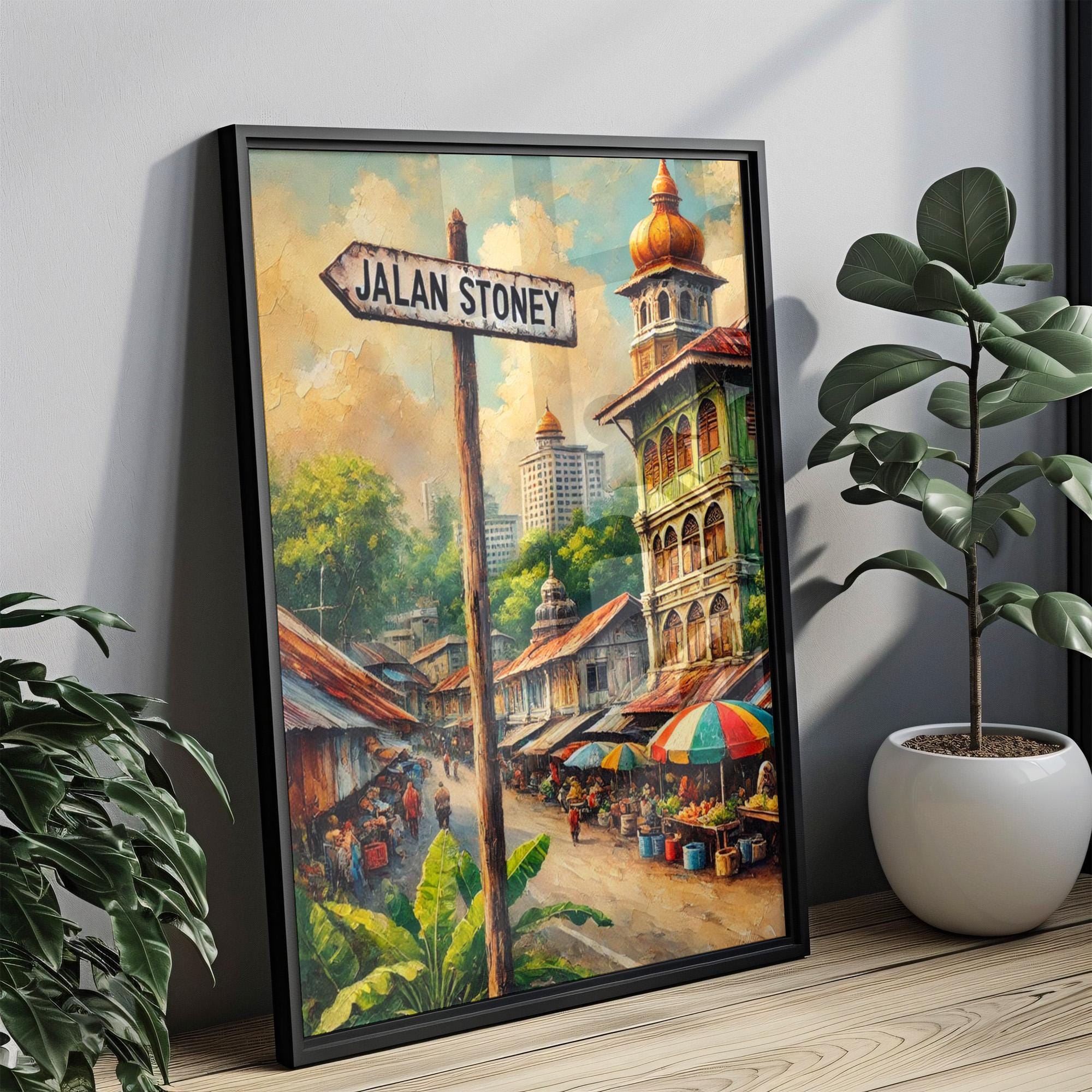 Jalan Stoney Wall Art, Bandar Seri Begawan Print, Brunei Travel Poster, Asian Artwork, Cultural Home Decor, Travel Souvenir
