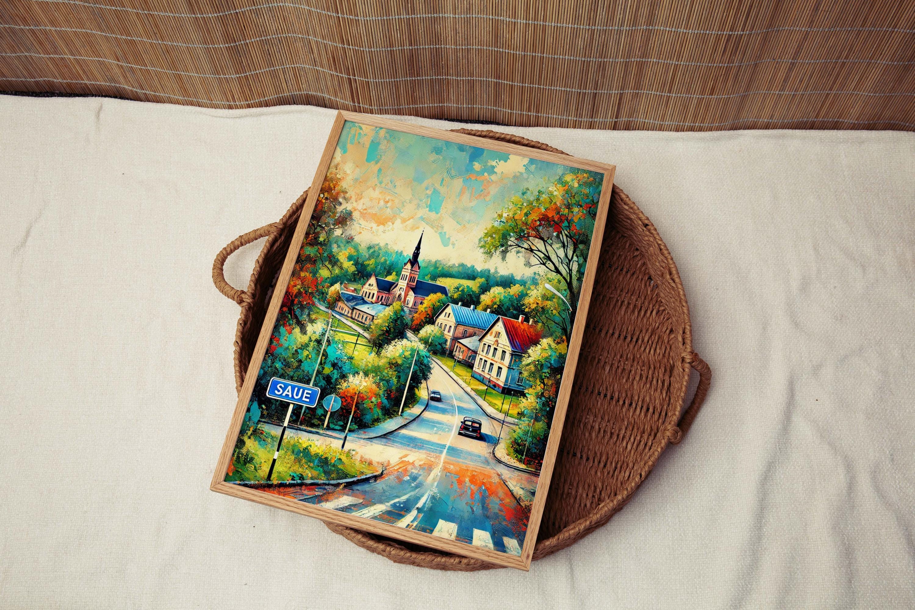 Saue Art Wall Print - Estonia City Travel Poster, European Artwork, Housewarming Gift, Saue Wall Decor,Travel Print,Estonia Map Illustration