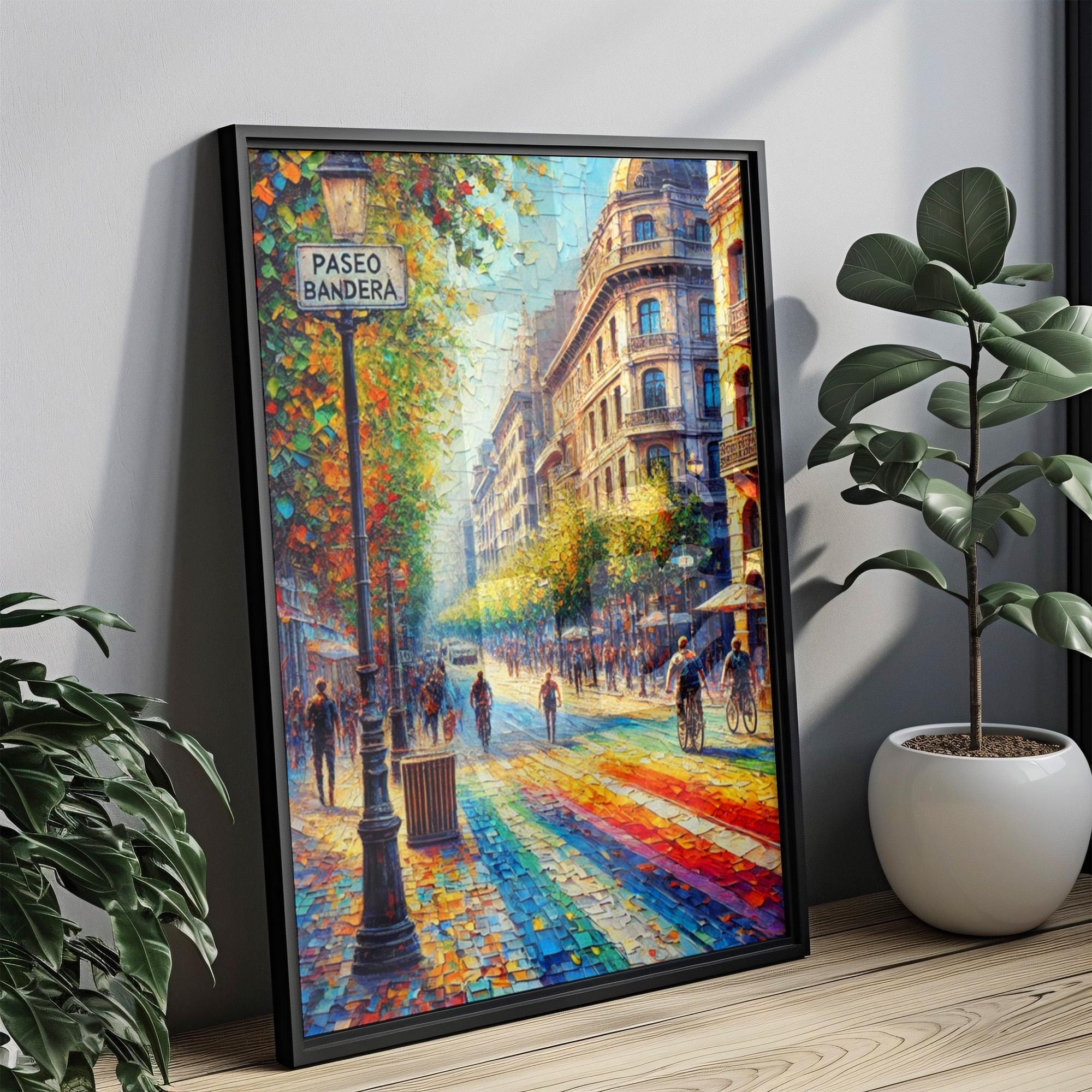 Paseo Bandera Wall Art, Santiago Chile Print, Cityscape Poster, Urban Street Scene, Colorful Pavement Art, Travel Souvenir, Home Décor, Gift