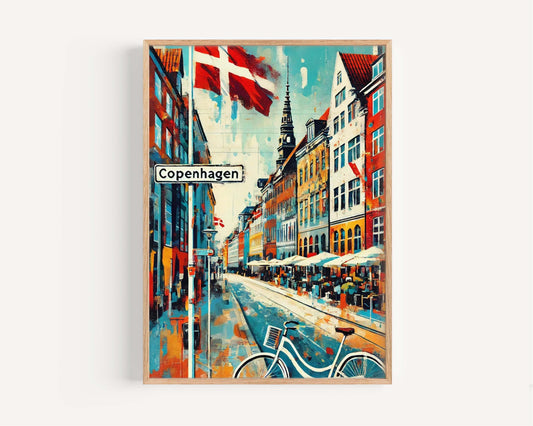 Copenhagen Art Wall Print – Denmark Travel Poster, Housewarming Gift, Scandinavian Cityscape, Europe Home Decor, Modern Minimalist Design