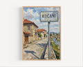 Kočani Oil Painting Art Print: North Macedonia Street Sign Travel Poster