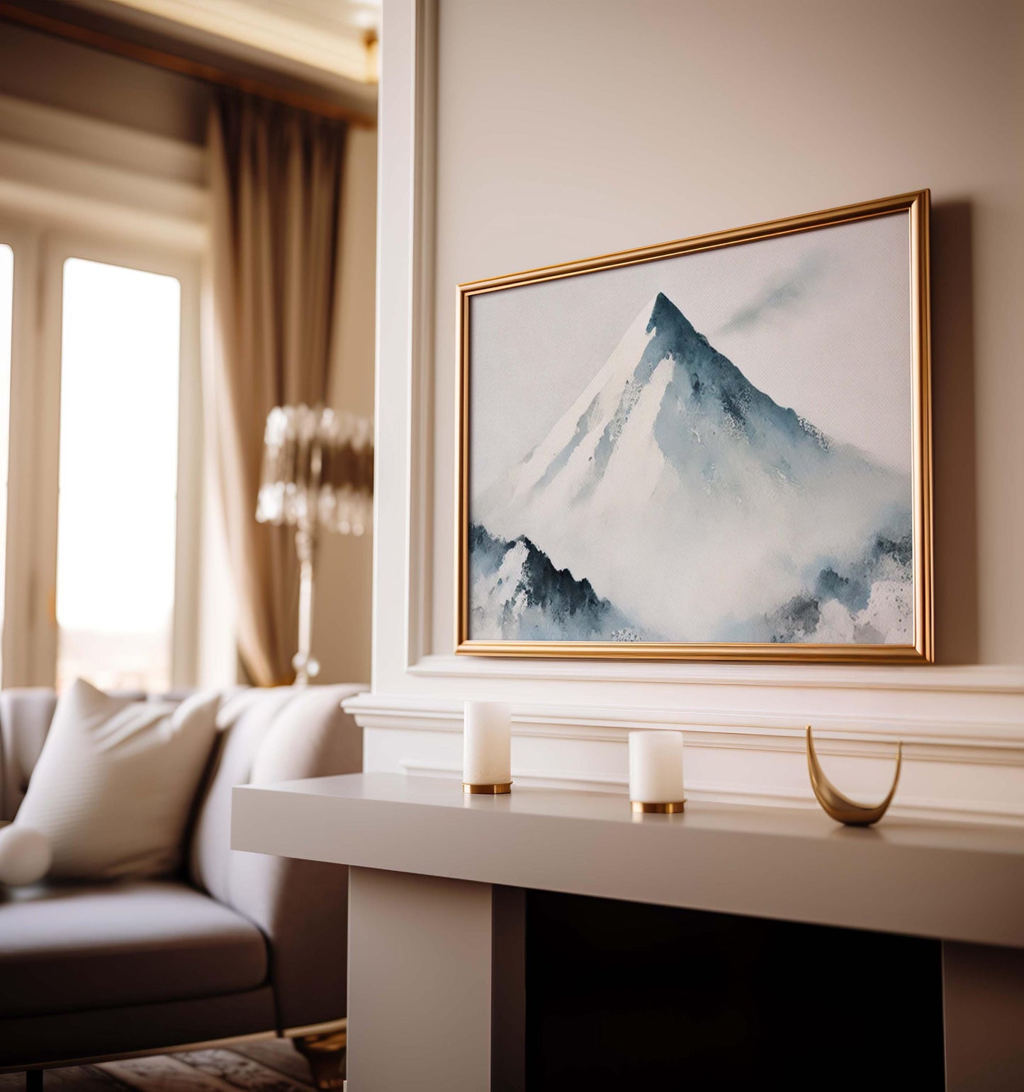 Nature Gift Mountain Wall Art, Snowy Landscape Print, Nature Art for Home Decor, Housewarming & New Home Family Gift