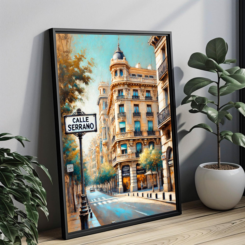 Calle Serrano Street Sign Art: Madrid Salamanca District Travel Poster