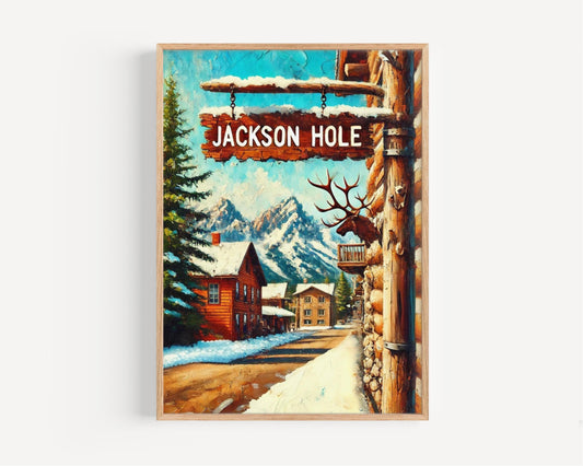 Wyoming Wall Art Jackson Hole Print Travel Poster USA Art Housewarming Gift American Decor