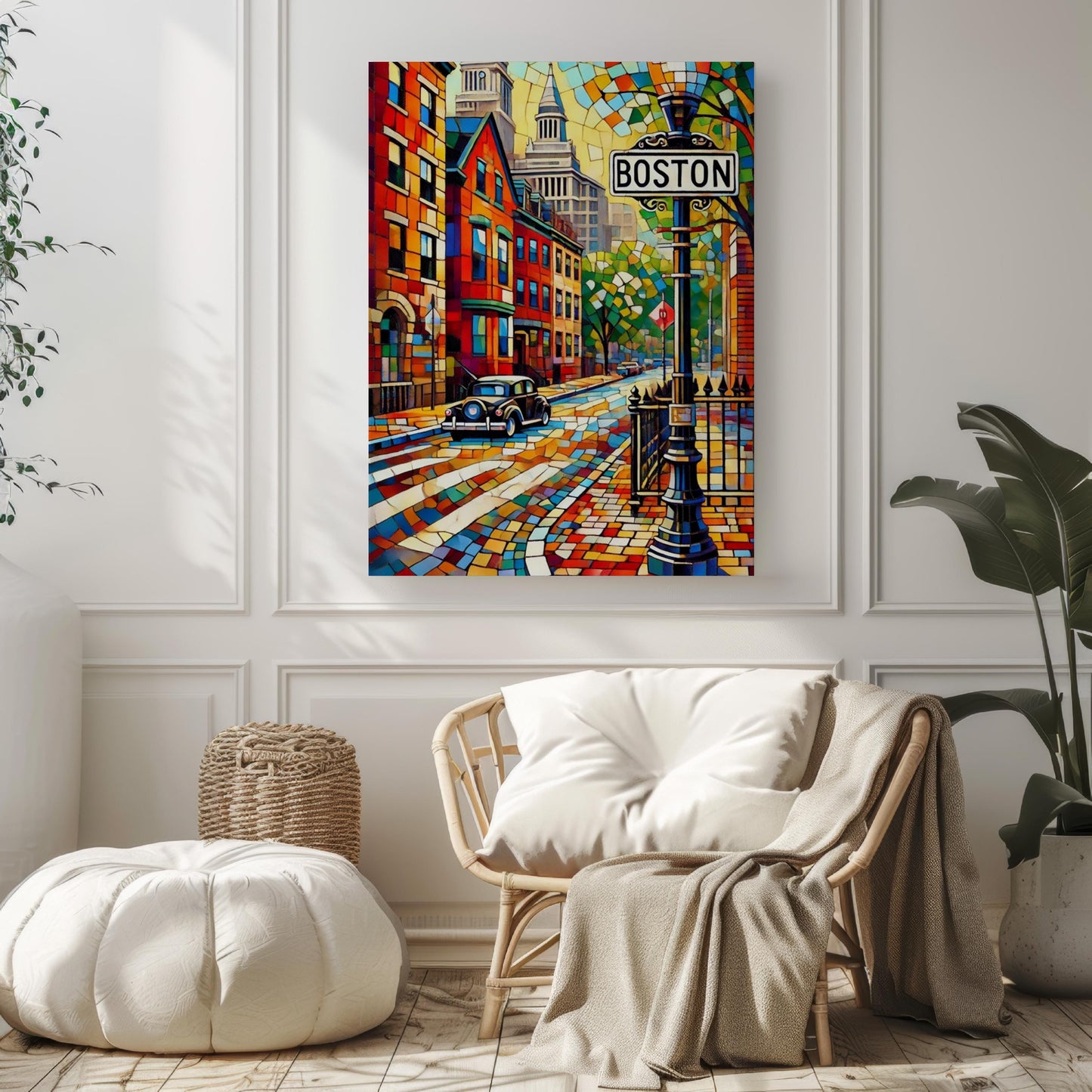 Wall Art Boston Print Massachusetts Travel Poster USA Gift Housewarming Decoration Souvenir USA Artwork
