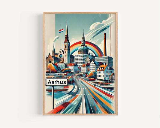 Aarhus Art Print - Denmark City Wall Art, Travel Poster, Scandinavian Home Decor, Aarhus Gift, European Artwork, Housewarming Present
