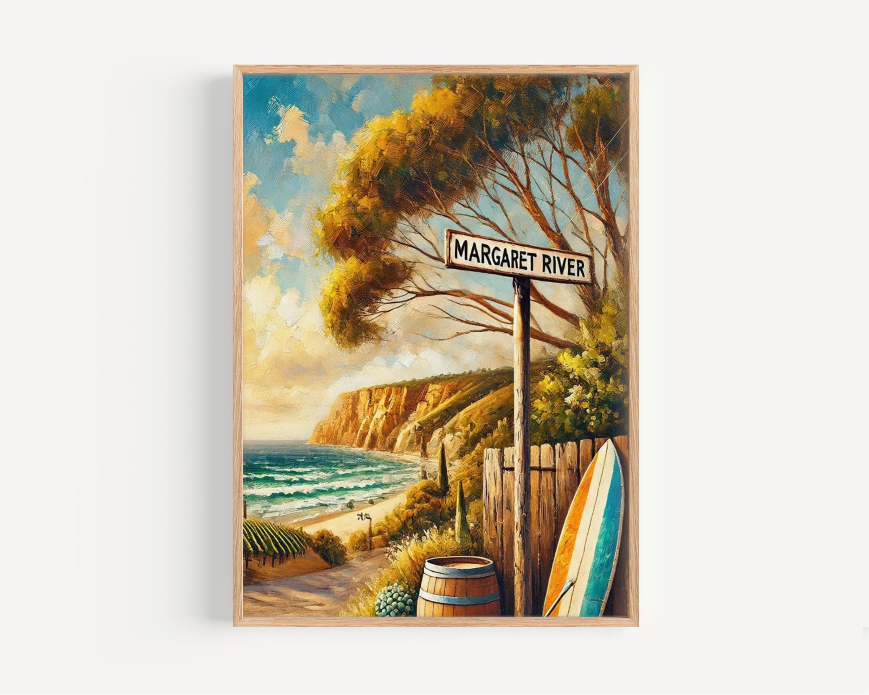 Margaret River Wall Art Print - Australia Travel Poster, Coastal Home Decor, Gift for Travelers & Nature Lovers, Minimalist Art Print