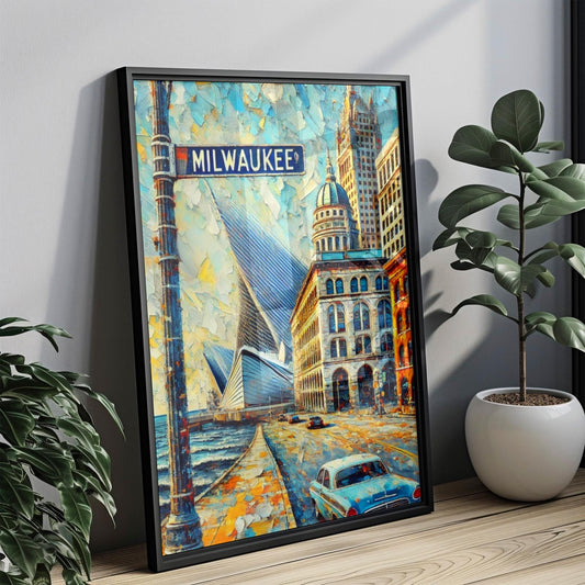 Wisconsin Milwaukee Wall Art Print - Travel Poster, Wisconsin Gift & USA Souvenir for Home Decor, Housewarming Idea