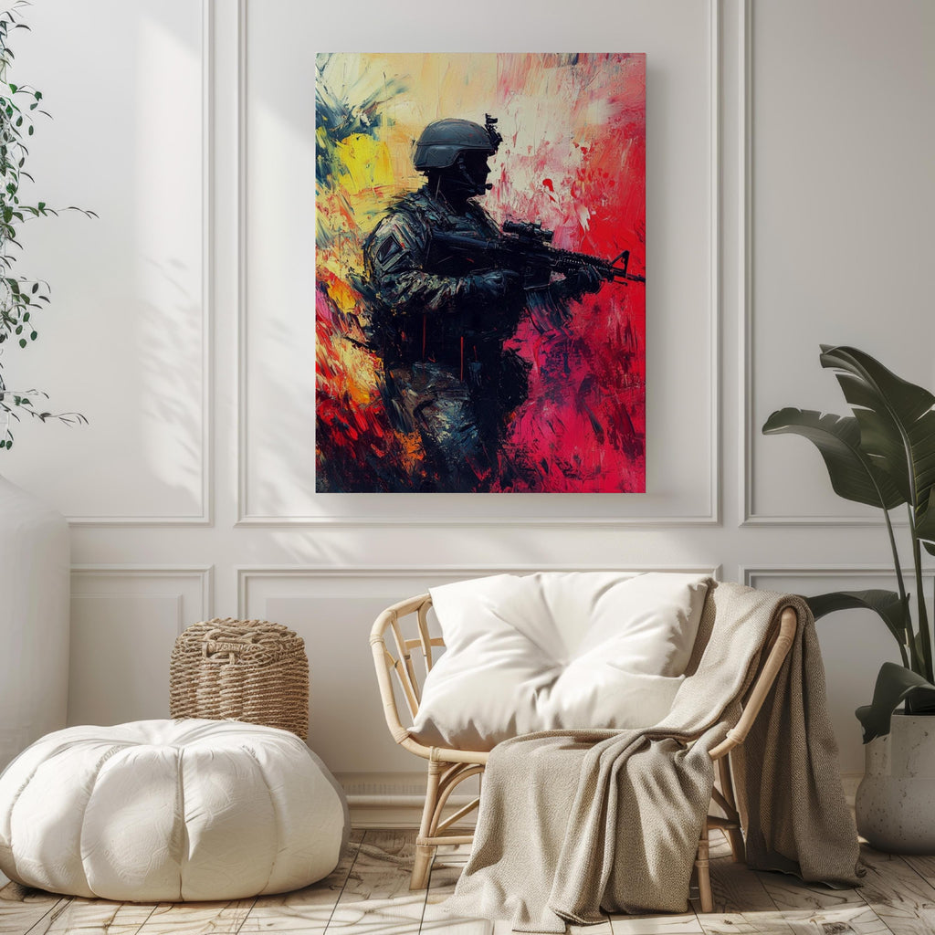 Army Paint Abstract Canvas Vintage - USA
