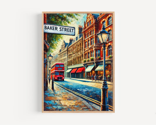 Europe Baker St Wall Art Print – London Travel Poster, European Gift & Housewarming Decor, Vintage Style Wall Art for Home or Office