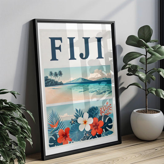 Fiji Wall Art Beach Print, Tropical Travel Decor, Housewarming & College Gift, Coastal Home Artwork, Island Sunset Wall Decor