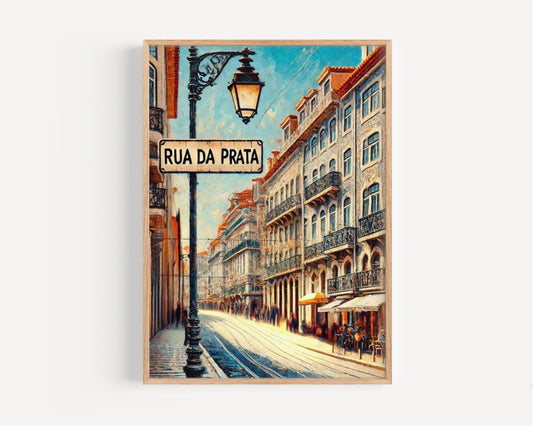 Lisbon Rua Da Prata Wall Art Print - Portuguese Travel Poster, Housewarming Gift, Lisbon Decor, Portugal Map Art, Modern Home Decoration