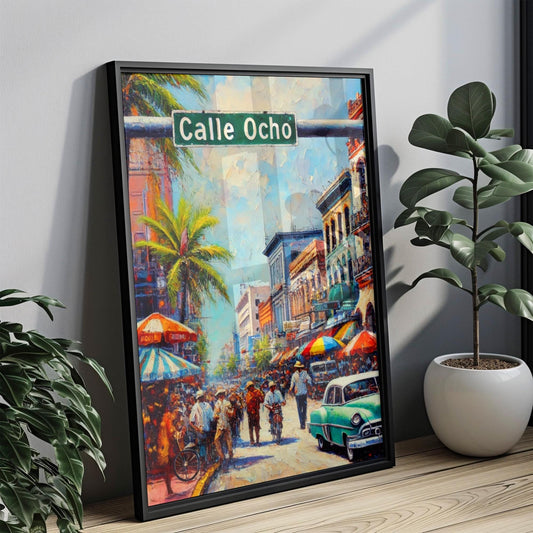 Calle Ocho Wall Art Print - Miami Travel Poster, Florida Art, Personalized Miami Gift, Colorful Calle Ocho Decor, Travel Souvenir