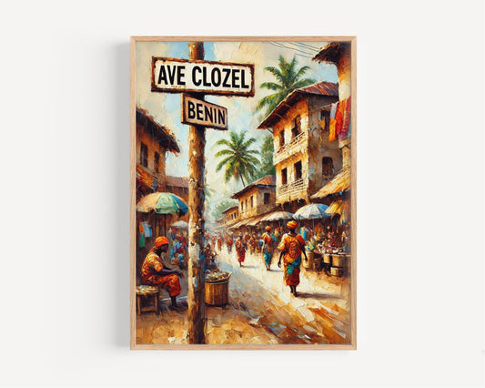 Avenue Clozel Wall Art, Cotonou Print, Benin Cityscape, Travel Souvenir, Urban Decor, Vintage Street Sign, Gift for Travelers, Fine Art