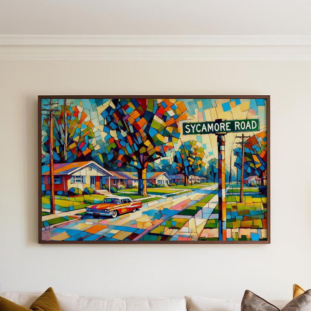 Sycamore Road Wall Art Print - Lexington Kentucky Travel Poster, Sycamore Rd Home Decor, Housewarming Gift, Kentucky Art Illustration
