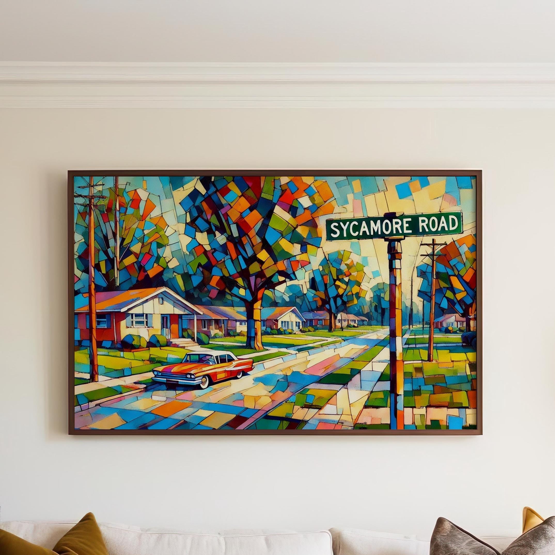Sycamore Road Wall Art Print - Lexington Kentucky Travel Poster, Sycamore Rd Home Decor, Housewarming Gift, Kentucky Art Illustration