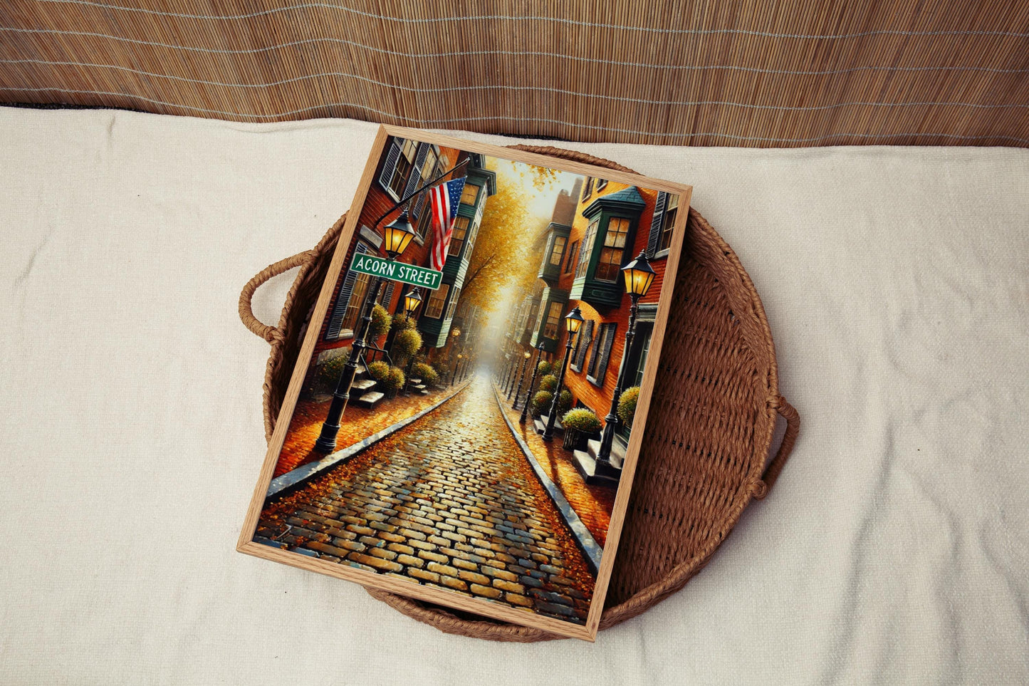 Acorn Street, Boston Print: Historic Cobblestone Street Art