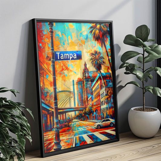 Florida Tampa Wall Art Print, Travel Poster, Florida Gift, USA Souvenir, Housewarming Decor, Florida Map Artwork, Travel Home Decoration