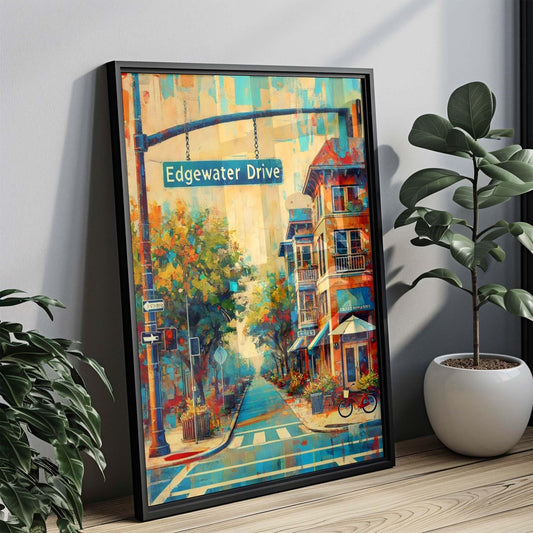 Orlando Art Edgewater Drive Wall Art Print - Florida Travel Poster & Housewarming Gift, Unique Florida Artwork